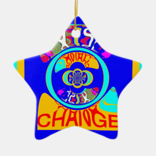 Psychedelic Groove: Pop Art Abstract Energy Ceramic Ornament