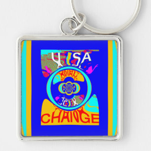 Psychedelic Groove: Pop Art Abstract Energy Keychain
