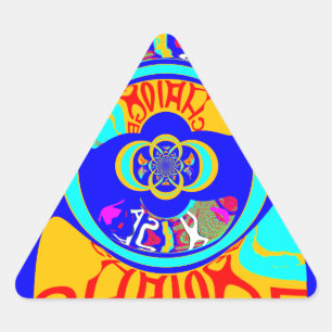 Psychedelic Groove: Pop Art Abstract Energy Triangle Sticker