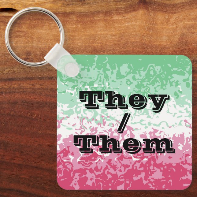 Psychedelic Groovy Abstract Abrosexual Pride Flag Keychain (Front)