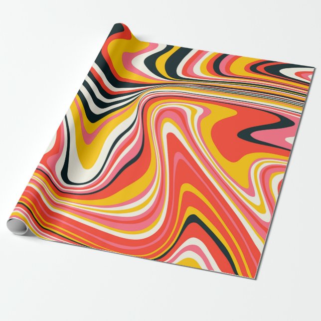 Psychedelic groovy background. Colorful abstract b Wrapping Paper (Unrolled)