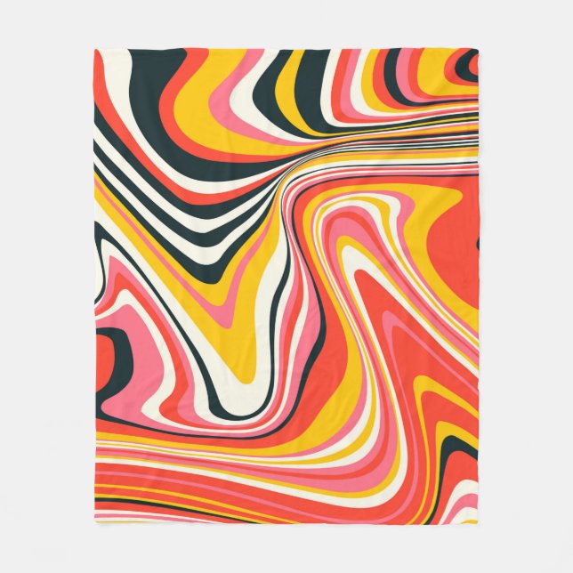 Psychedelic groovy background. Colourful abstract  Fleece Blanket (Front)