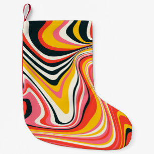 Psychedelic groovy background. Colourful abstract Small Christmas Stocking