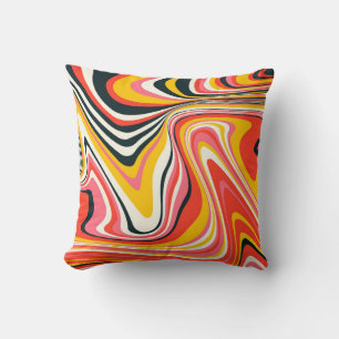 Psychedelic groovy background. Colourful abstract Throw Pillow