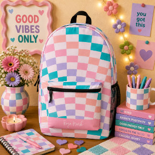 Psychedelic Groovy Chequerboard Printed Backpack