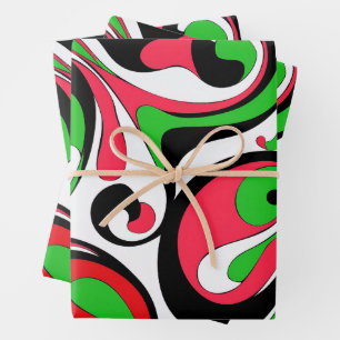 Psychedelic Groovy Christmas Swirls Wrapping Paper Sheet