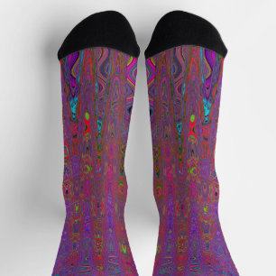 Psychedelic Groovy Magenta Retro Atomic Waves Socks