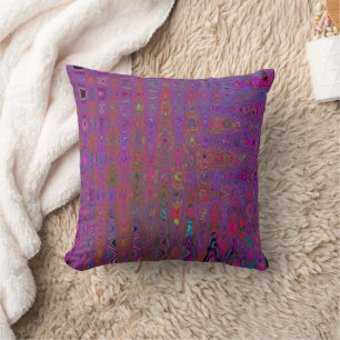 Psychedelic Groovy Magenta Retro Atomic Waves Throw Pillow