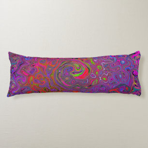 Psychedelic Groovy Magenta Retro Liquid Swirl Body Pillow
