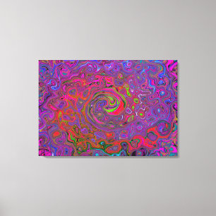 Psychedelic Groovy Magenta Retro Liquid Swirl Canvas Print