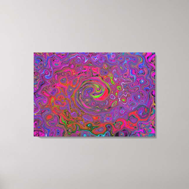 Psychedelic Groovy Magenta Retro Liquid Swirl Canvas Print (Front)