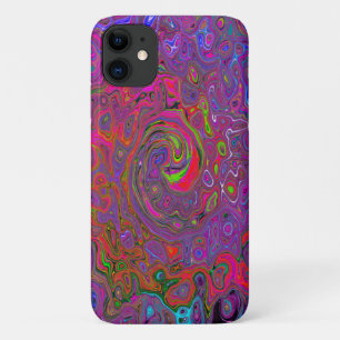 Psychedelic Groovy Magenta Retro Liquid Swirl iPhone 11 Case