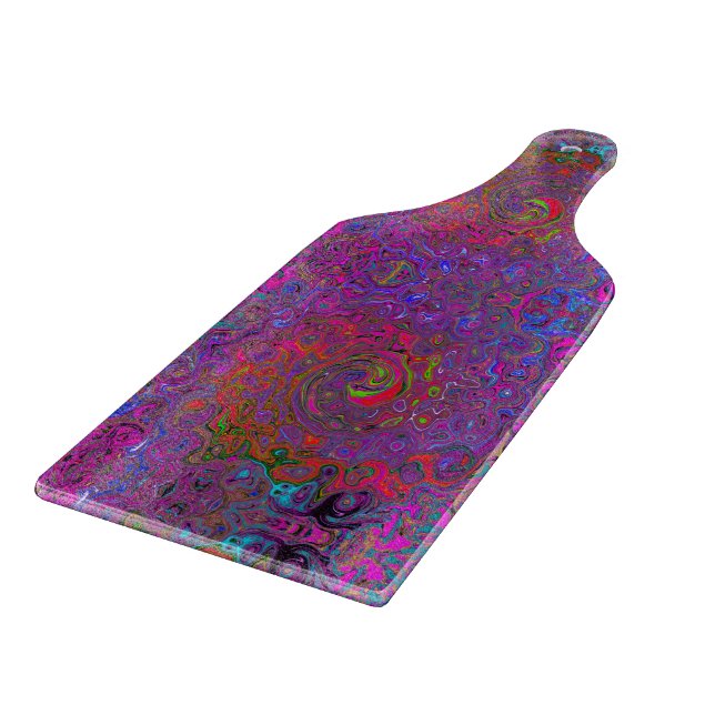 Psychedelic Groovy Magenta Retro Liquid Swirl Cutting Board (Corner)