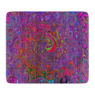 Psychedelic Groovy Magenta Retro Liquid Swirl Cutting Board