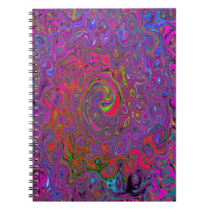 Psychedelic Groovy Magenta Retro Liquid Swirl Notebook