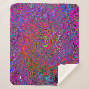 Psychedelic Groovy Magenta Retro Liquid Swirl Sherpa Blanket