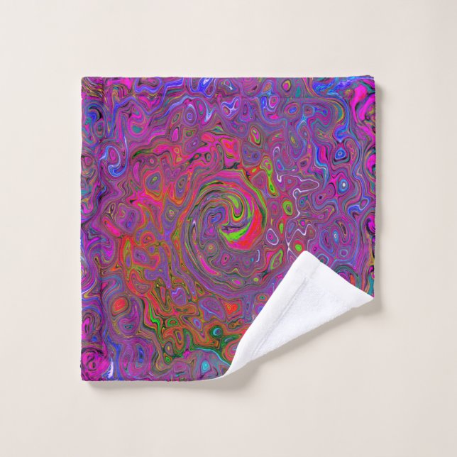 Psychedelic Groovy Magenta Retro Liquid Swirl Wash Cloth (Wash Cloth)
