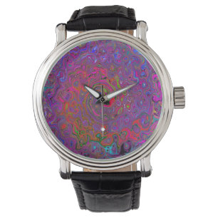 Psychedelic Groovy Magenta Retro Liquid Swirl Watch