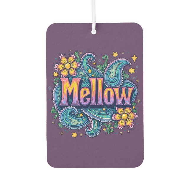 Psychedelic Groovy "Mellow" Retro Hippie Art Air Freshener (Front)