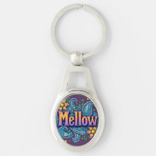 Psychedelic Groovy "Mellow" Retro Hippie Art Keychain