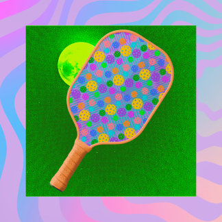 Psychedelic Groovy Modern Colourful Pickleballs  Pickleball Paddle