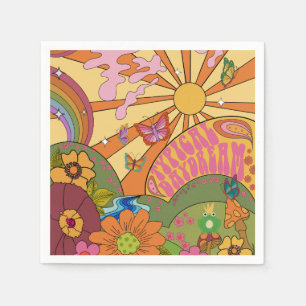 Psychedelic Groovy Retro Paper Party Napkins