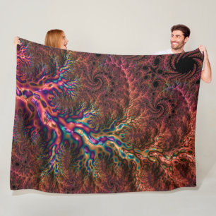 Psychedelic Groovy Trippy Funky Colourful Fractal Fleece Blanket
