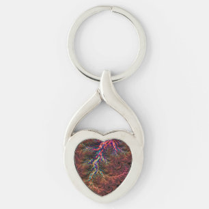Psychedelic Groovy Trippy Funky Colourful Fractal Keychain