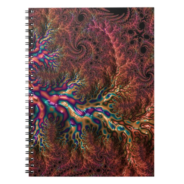 Psychedelic Groovy Trippy Funky Colourful Fractal Notebook (Front)