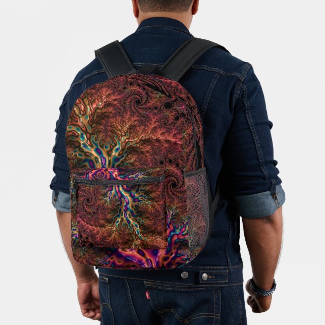 Psychedelic Groovy Trippy Funky Colourful Fractal Printed Backpack (Insitu (Model))