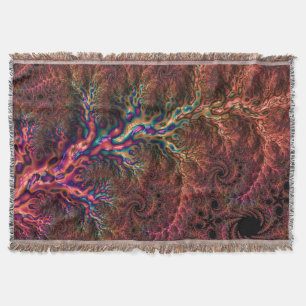 Psychedelic Groovy Trippy Funky Colourful Fractal Throw Blanket