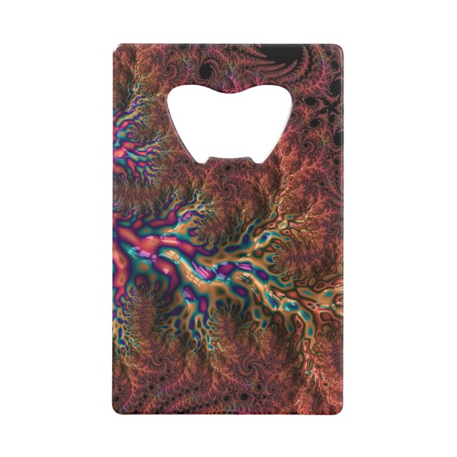 Psychedelic Groovy Trippy Funky Colourful Fractal Wallet Bottle Opener (Front)