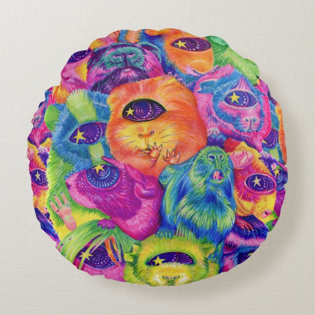 Psychedelic Guinea Pig Pile Pillow (Front)