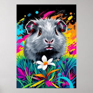Psychedelic Guinea Pig – Pop Art Pet Portrait Poster