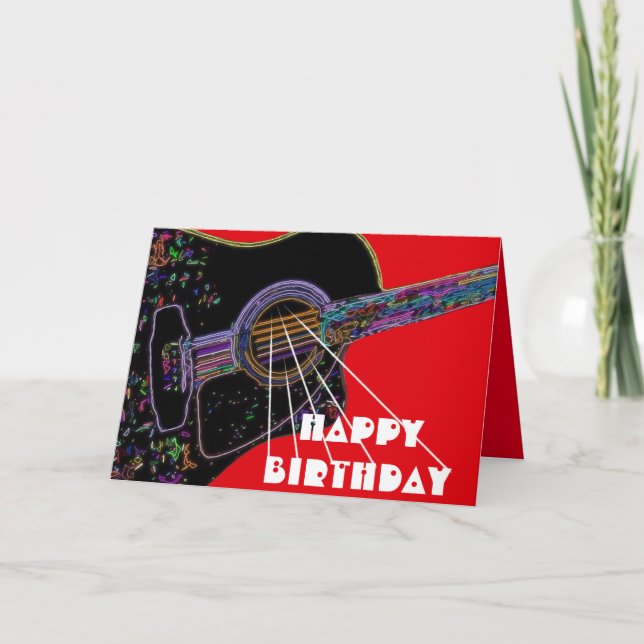 Psychedelic Guitar Birthday Card (Front)
