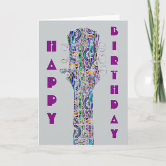 Psychedelic Guitar Play On Birthday Card