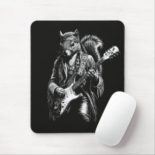 Psychedelic Guitar Squirrel - Funny Vintage Rock Mouse Pad