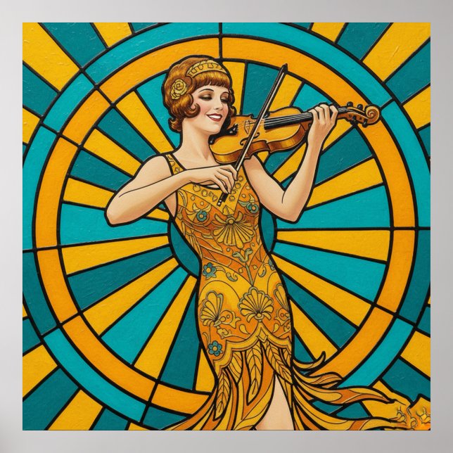 Psychedelic Guitarist Poster Vibrant Retro Music  (Front)