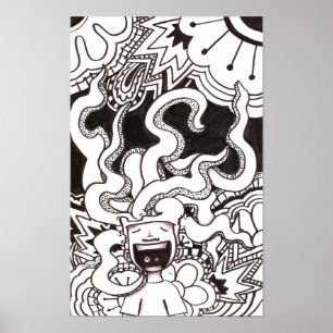 Psychedelic Happy Brain Poster