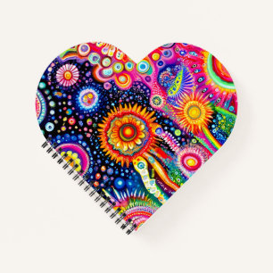 Psychedelic Heart Shapped Notebook