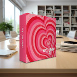 Psychedelic Hearts Calligraphy Script Name Pinks Binder<br><div class="desc">A funky heart pattern with pastel pinks and reds. The modern script adds a funky, modern touch to this retro design. Add your name or delete the text for a fun feminine binder. The name is a trendy script in a large white size. If you click on the customize link,...</div>