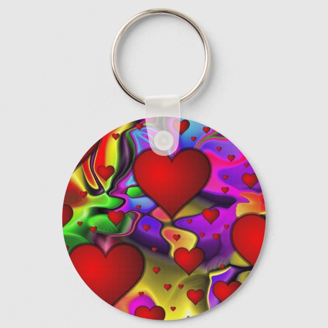 Psychedelic Hearts Keychain (Front)