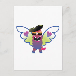 psychedelic hippie angel monster postcard