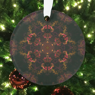 Psychedelic Hippie Black Red and Orange Ornament