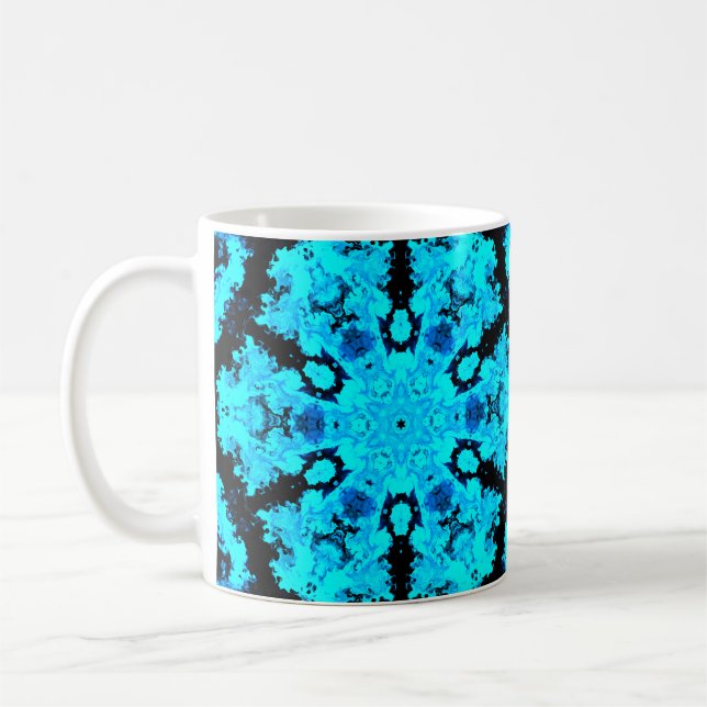 Psychedelic Hippie Blue and Black Coffee Mug (Left)