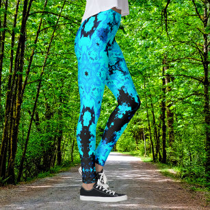 Psychedelic Hippie Blue and Black Leggings