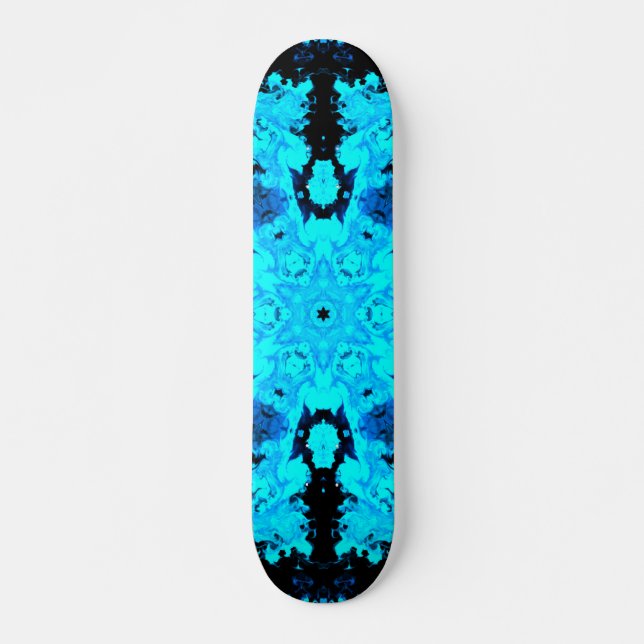 Psychedelic Hippie Blue and Black Skateboard (Front)