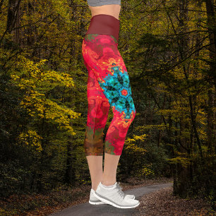 Psychedelic Hippie Blue and Red Leggings