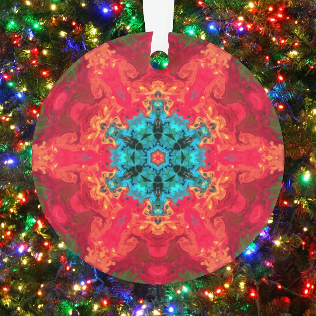 Psychedelic Hippie Blue and Red Ornament (Creator Uploaded)