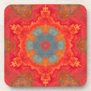 Psychedelic Hippie Blue Orange and Red Coaster
